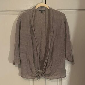 Eileen Fisher Taupe Semi Sheer Knit Cardigan
